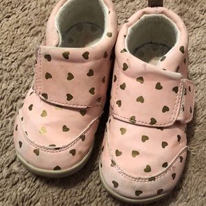 Toddler girl size 6 pink and gold sneakers